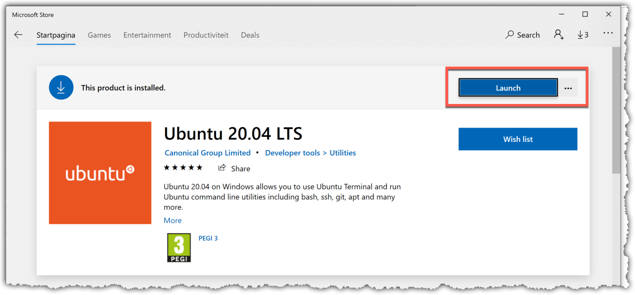 Launching Ubuntu - From the Microsoft Store